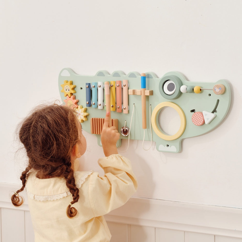 TookyToy - Wooden Crocodile Activity Wall Mounted Learning Toy