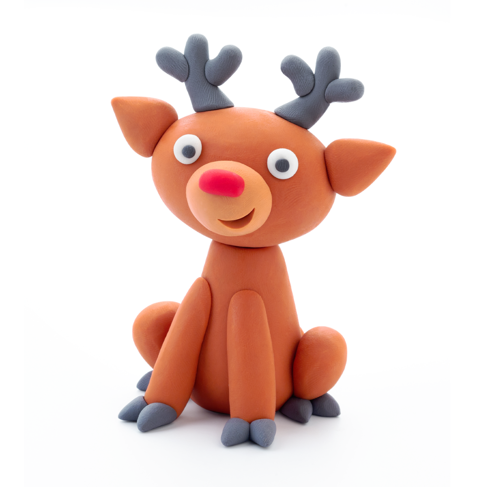 Hey Clay - Modelling Air-Dry Clay with Fun Interactive App - Reindeer, Christmas Series, 5 cans