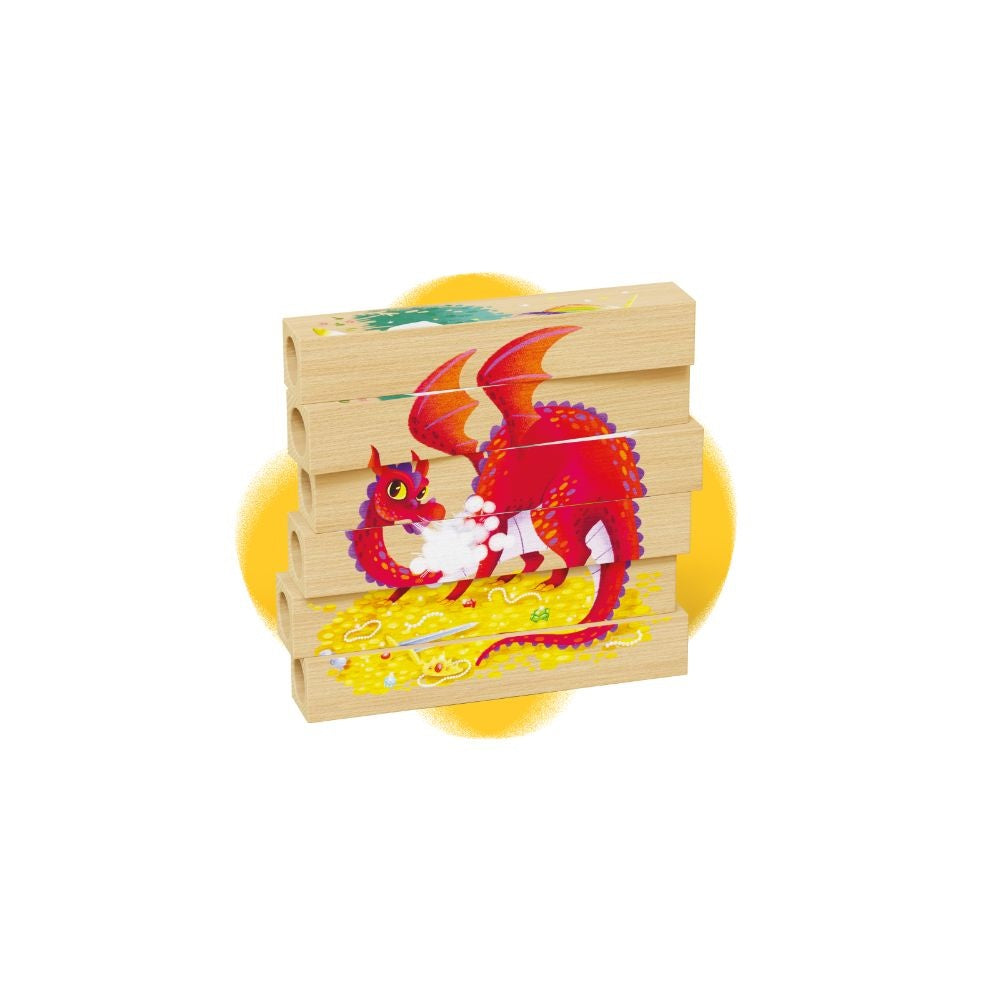 Quercetti - Wooden, Eco-Friendly Fantastic Animals Block Puzzles: 4 Puzzles