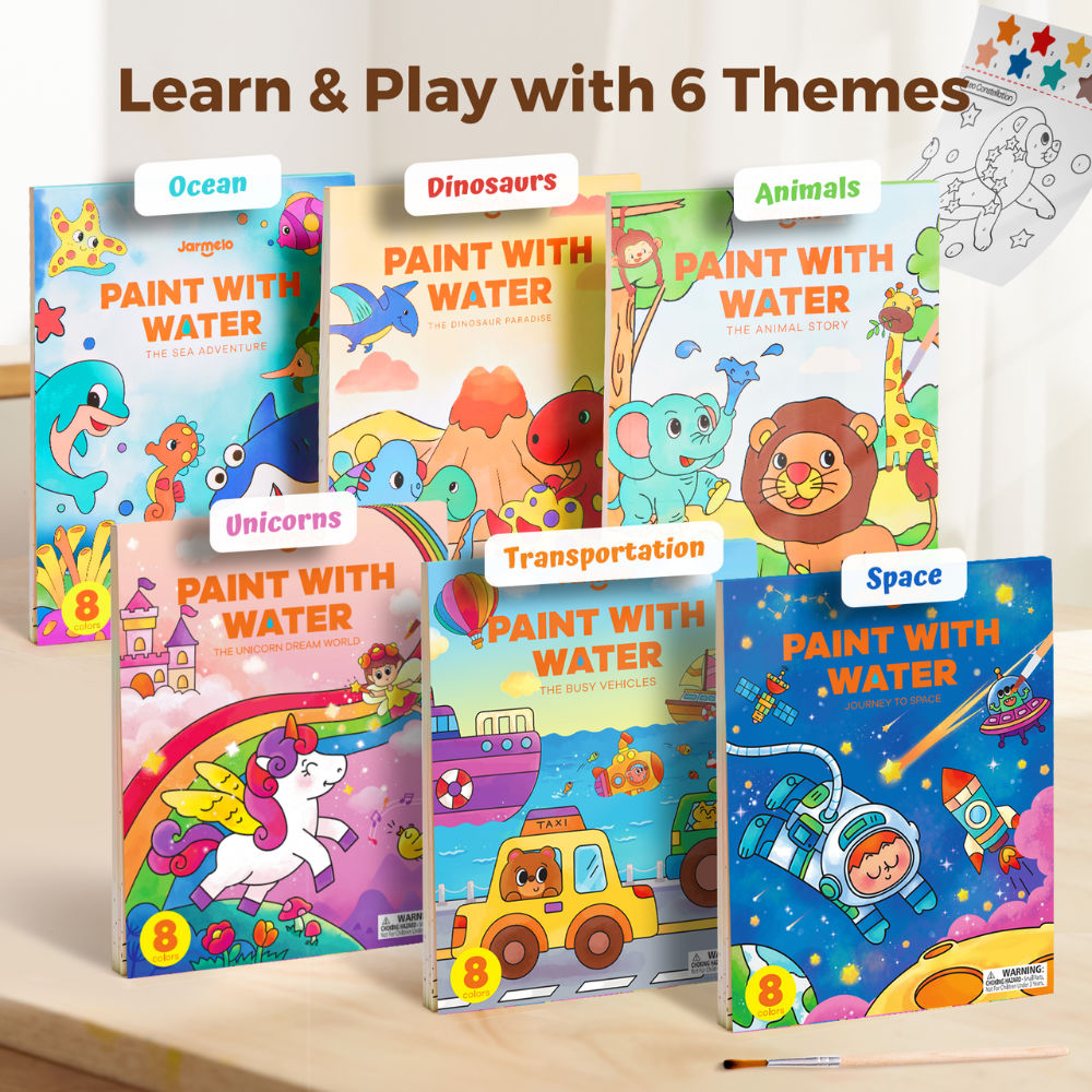 Jar Meló - Watercolour Painting Book - 20 Pages & Paint Brush - Unicorns