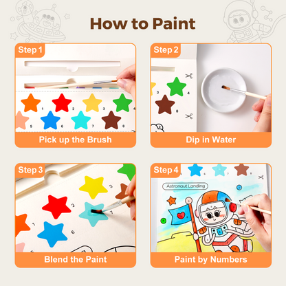 Jar Meló - Watercolour Painting Book - 20 Pages & Paint Brush - Space