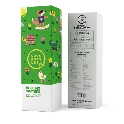 Cool Bottles - Kids Triple-Insulated Water Bottle - Rolling Skaters 500ml