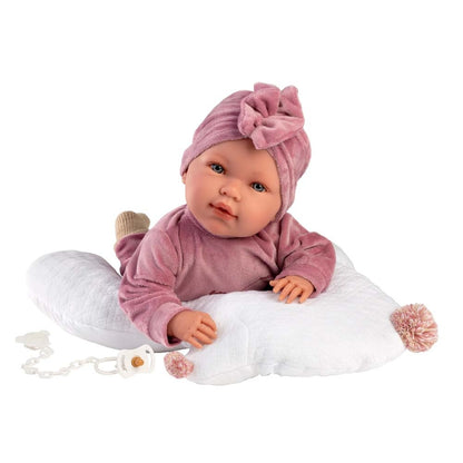Llorens - Baby Girl Doll with Crying Mechanism, Outfit & Cushion: Mimi - 42cm