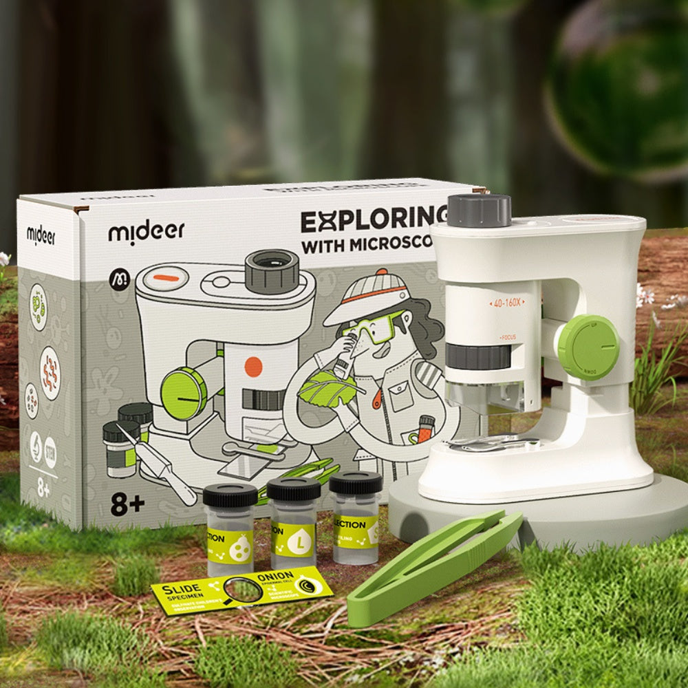 Mideer - Exploring With Microscope - Handheld and Standing Microscope for Kids