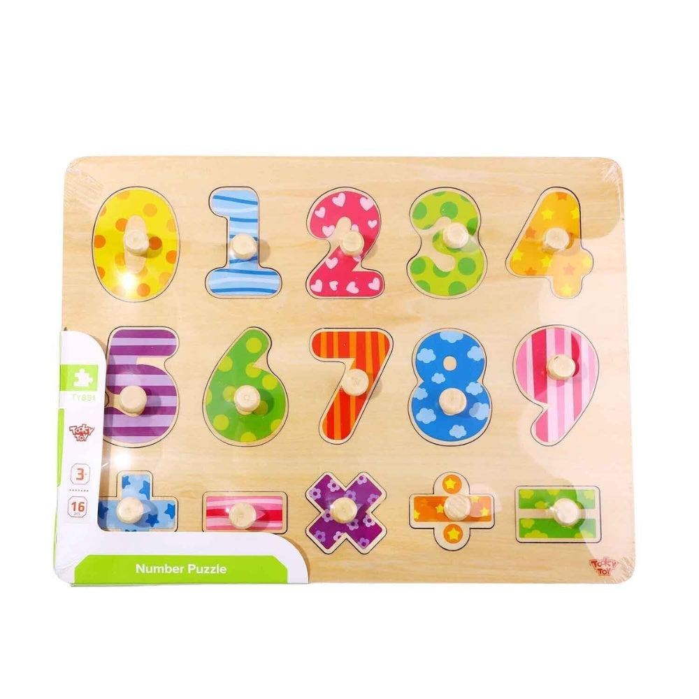 TookyToy - Wooden Peg Puzzle - Numbers