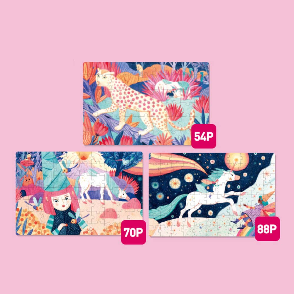 Mideer - Level Up Puzzles - 3-in-1 - Level 4 Unicorn Fantasy