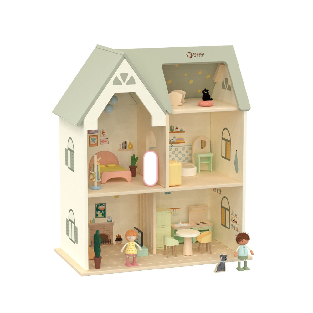Classic World - Pretend & Play - Cozy Cottage Dollhouse