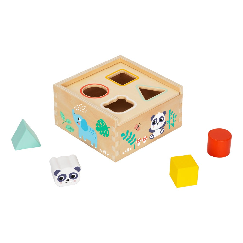hi Pando - Colourful Wooden Shape Sorter with Animal Illustrations - 5pcs