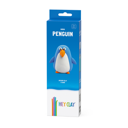 Hey Clay - Modelling Air-Dry Clay with Fun Interactive App - Penguin, series Birds, 3 cans
