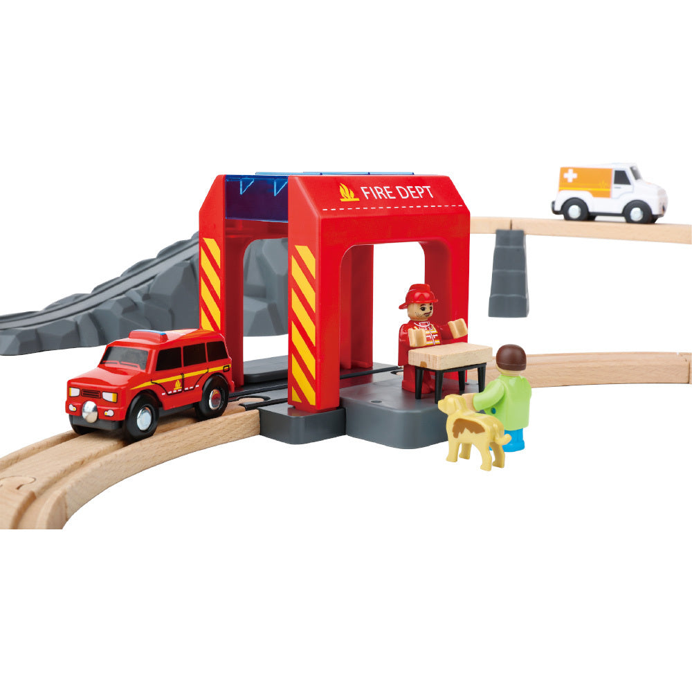 TookyToy - Wooden Train Set - Fire Rescue - Motherhood