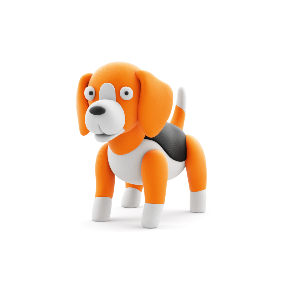Hey Clay - Modelling Air-Dry Clay with Fun Interactive App - Beagle Walkie, Series Dog Buddies, 3 cans