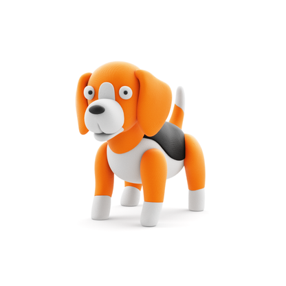 Hey Clay - Modelling Air-Dry Clay with Fun Interactive App - Beagle Walkie, Series Dog Buddies, 3 cans