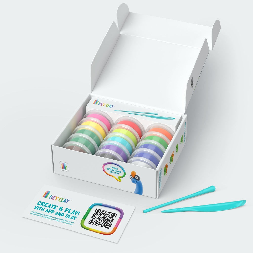 Hey Clay - Modelling Air-Dry Clay with Fun Interactive App - Dinos, 15 cans