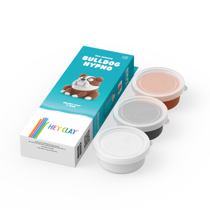 Hey Clay - Modelling Air-Dry Clay with Fun Interactive App - Bulldog Hypno, Series Dog Buddies, 3 cans