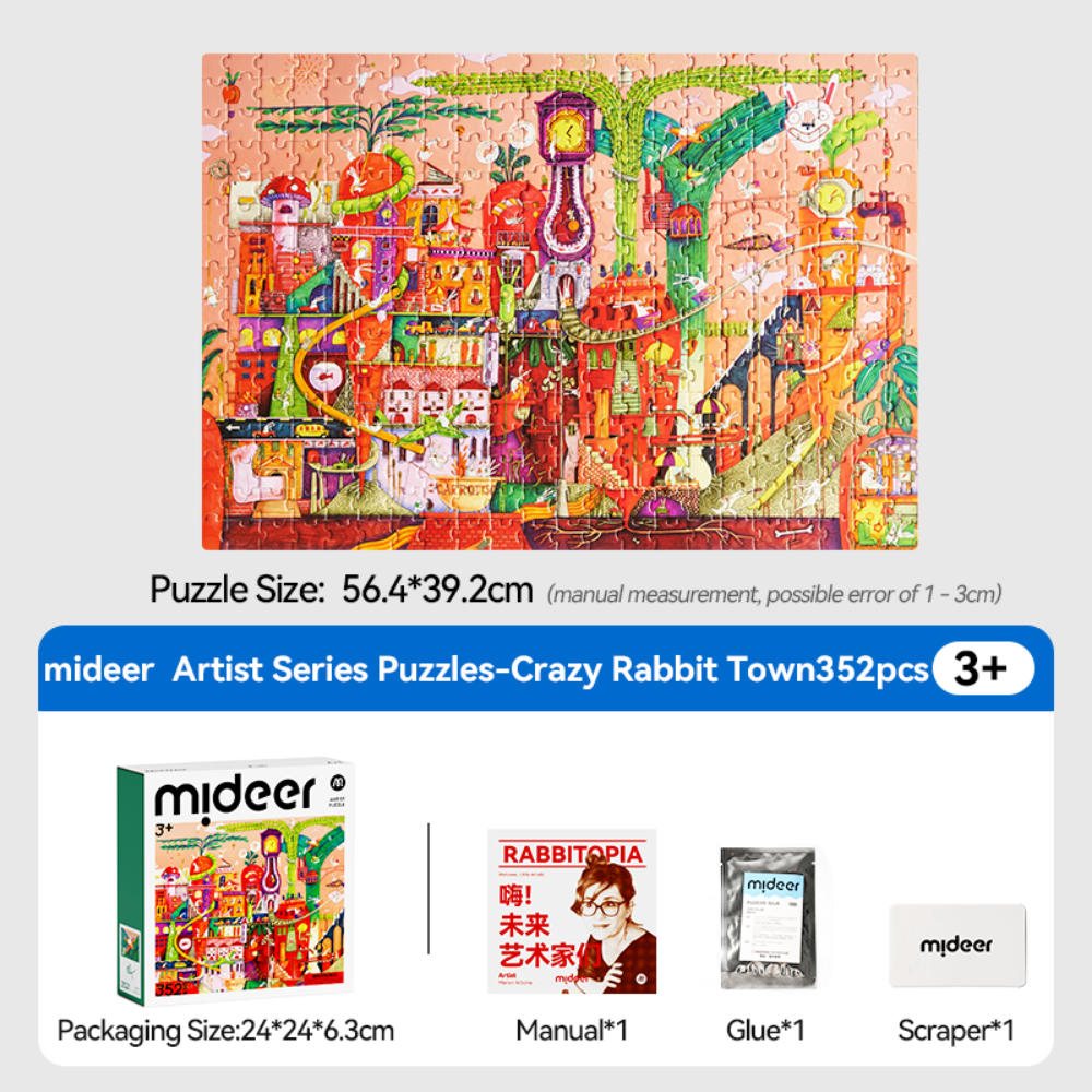 Mideer - Artist Puzzle: Rabbitopia - 352 Piece Illustrated Rabbit World Jigsaw for Kids