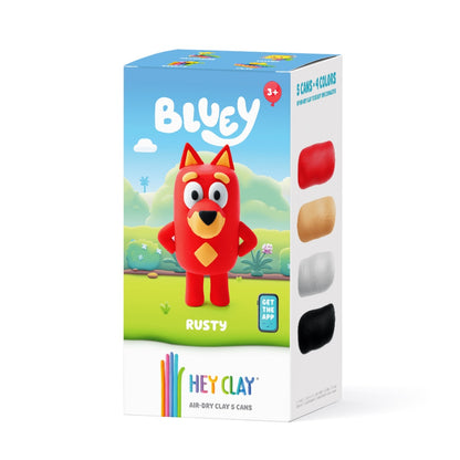 Hey Clay - Modelling Air-Dry Clay with Fun Interactive App - Rusty, Bluey Series, 5 cans