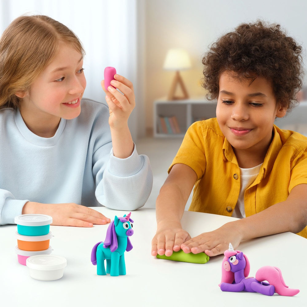 Hey Clay - Modelling Air-Dry Clay with Fun Interactive App - Rainbow Unicorns, 15 cans