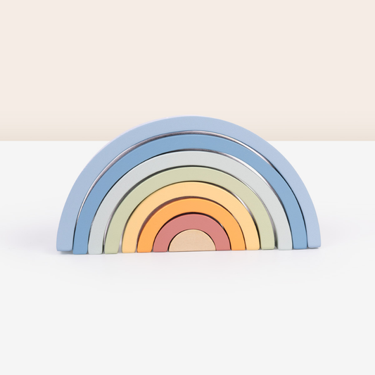 TookyToy - Pastel Rainbow Stacker - Wooden Ring Fine Motor Stacking Toy
