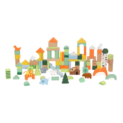 Classic World - Wooden Forest Building Blocks - 100pcs