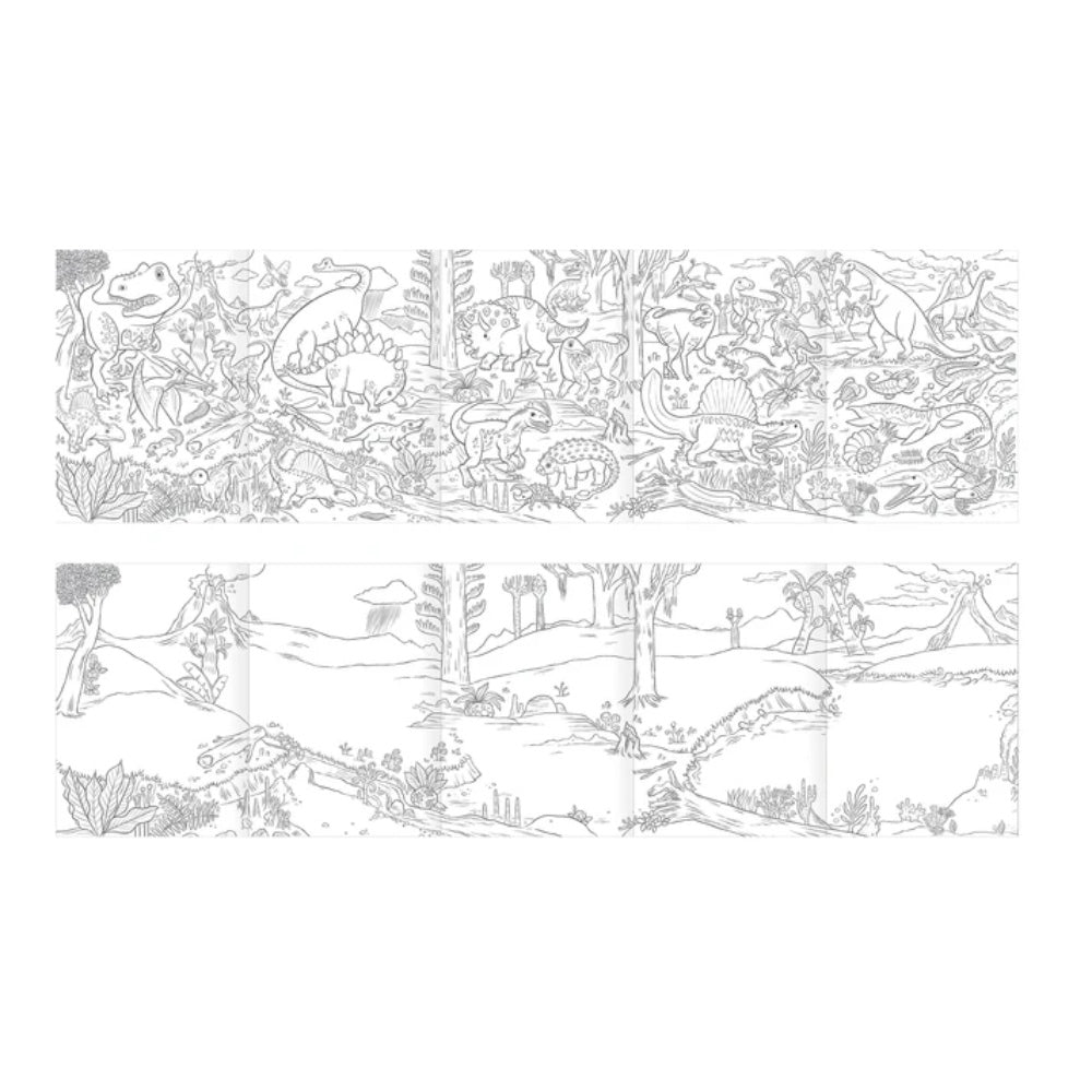 eeBoo - Fold-Out Colouring Book with Stickers - Dinosaurs Abound