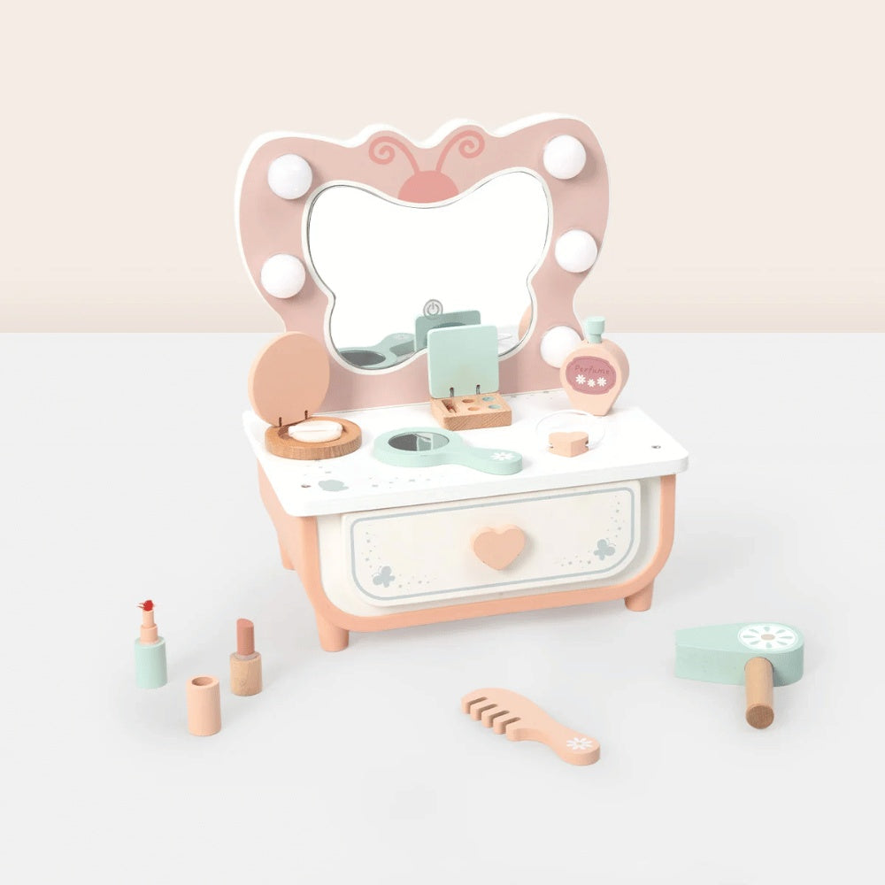 TookyToy - Pretend Play Butterfly Dressing Table Set - 14 Pieces