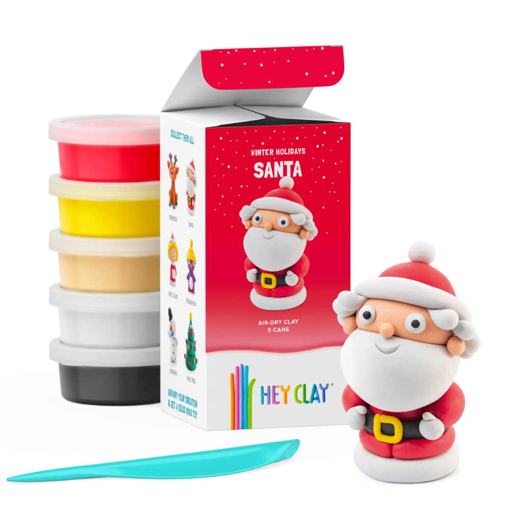Hey Clay - Modelling Air-Dry Clay with Fun Interactive App - Santa, Christmas Series, 5 cans
