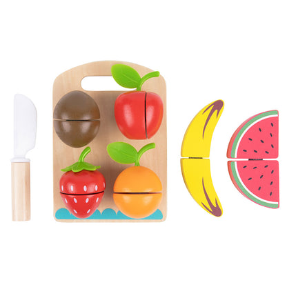 TookyToy - Pretend Play Wooden Cutting Fruits Toy Set