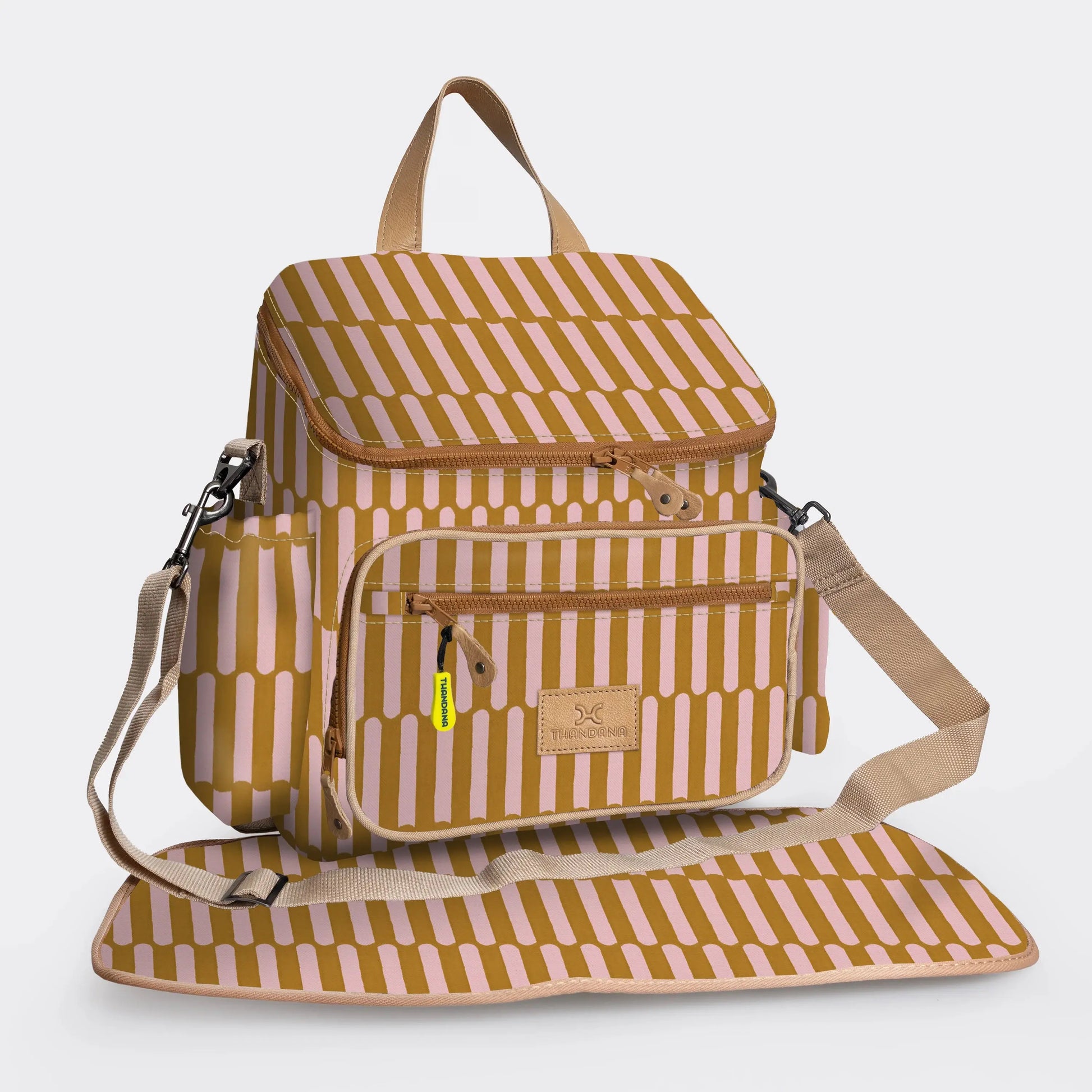 Thandana Baby Changing Backpack – Laminated Fabric & Leather Thandana
