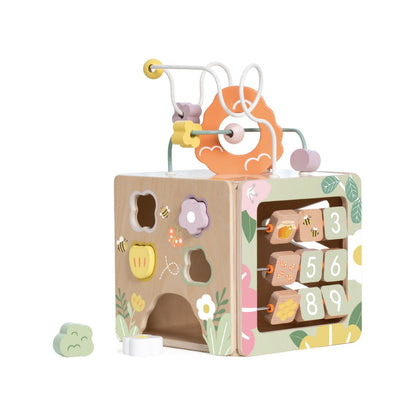 Classic World - Honeybee 5-Sided Wooden Activity Play Cube for Toddlers