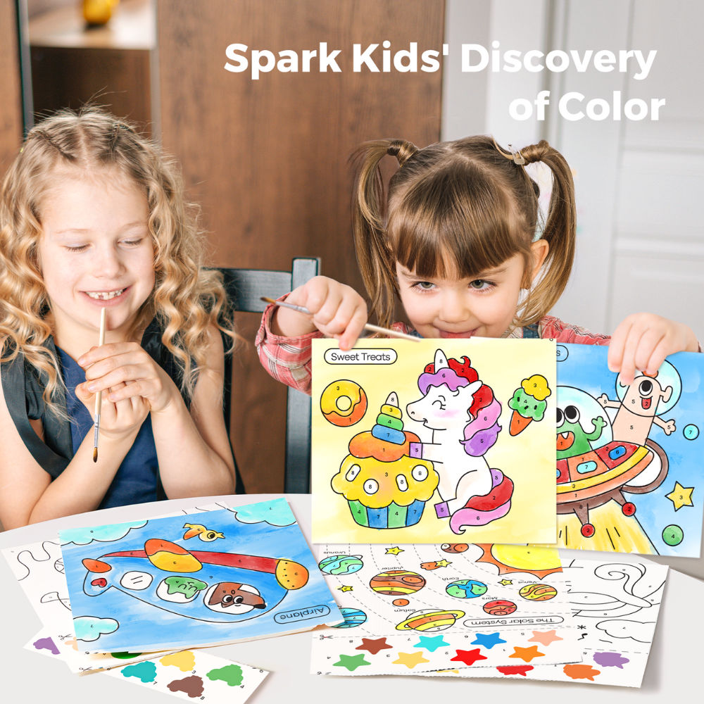 Jar Meló - Watercolour Painting Book - 20 Pages & Paint Brush - Unicorns