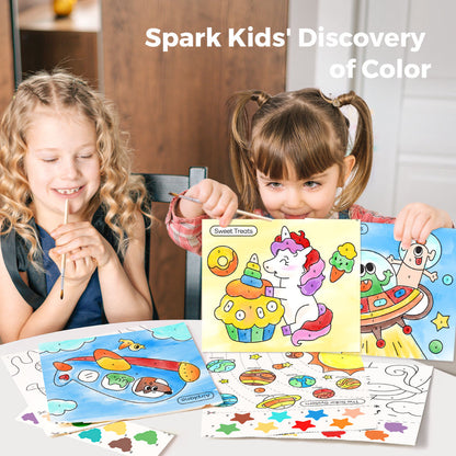 Jar Meló - Watercolour Painting Book - 20 Pages & Paint Brush - Unicorns