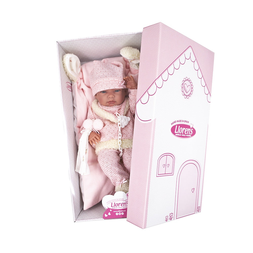Llorens - Anatomically Correct Baby Girl Doll with Pink Outfit & Cushion: Nica - 40cm