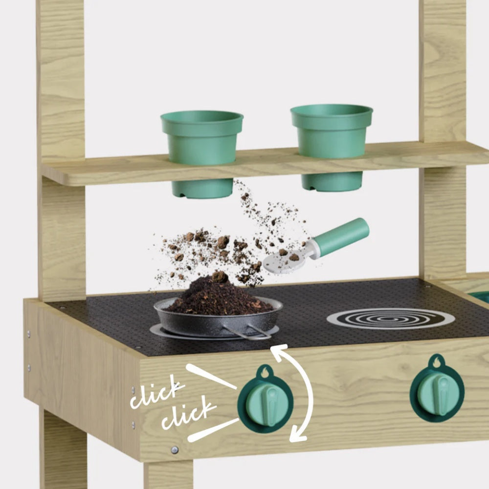 TopBright - Outdoor Wooden Mud Kitchen with Accessories - 8 Pieces