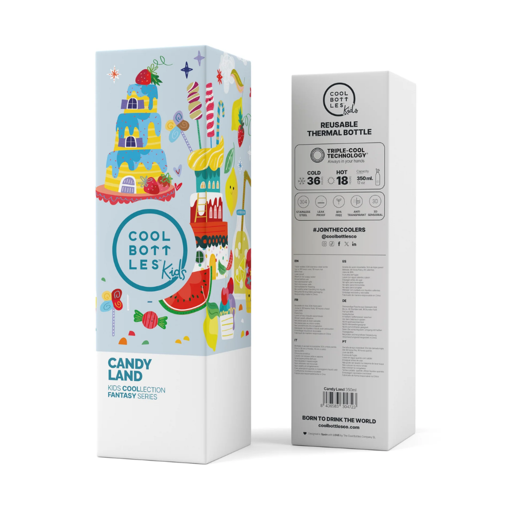 Cool Bottles - Kids Triple-Insulated Water Bottle - Candy Land 350ml