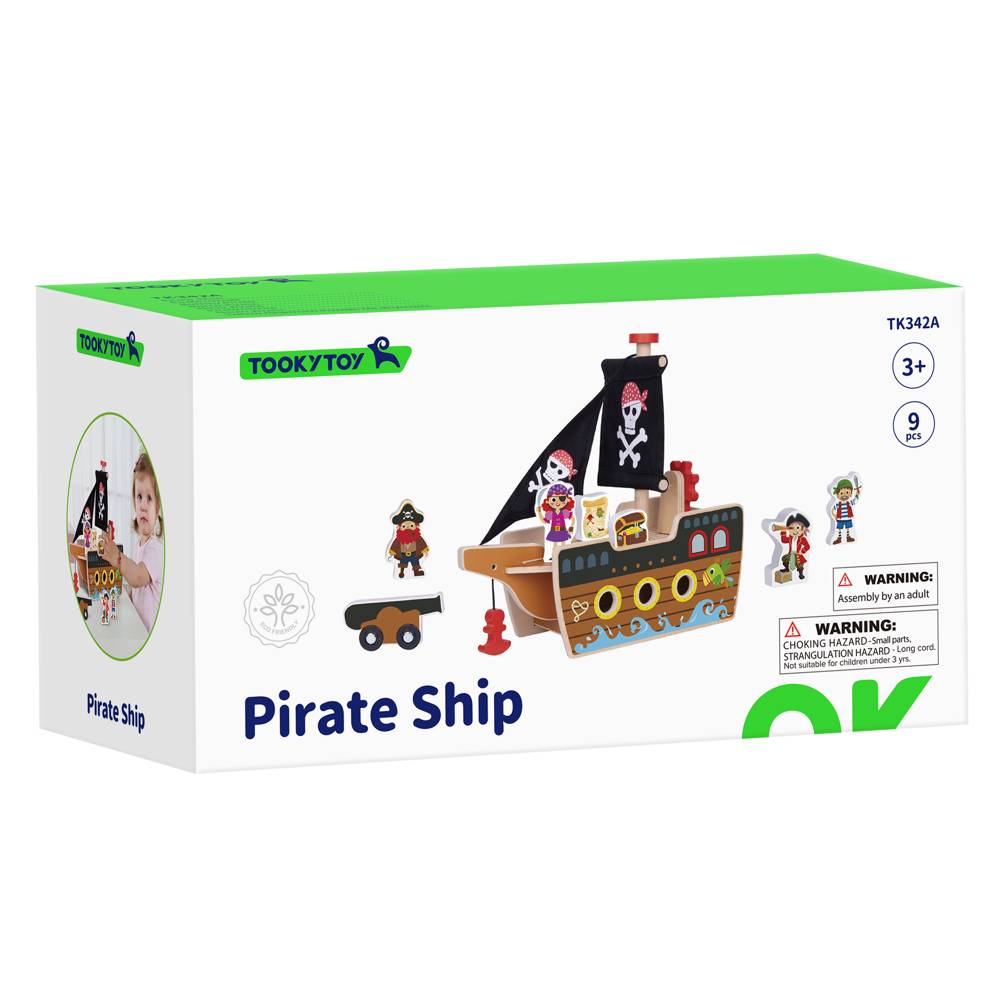 TookyToy - Pretend Play Wooden Pirate Ship Toy Set - Motherhood