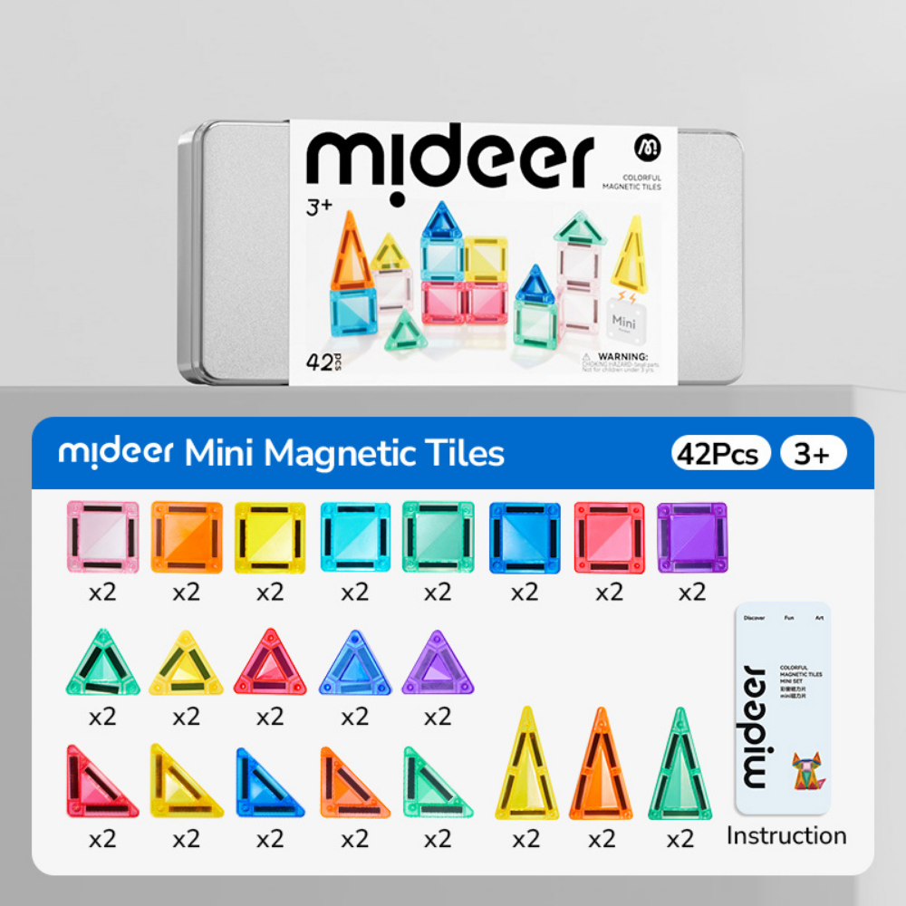 Mideer - Colourful Mini Magnetic Tiles Building Set - 42pcs