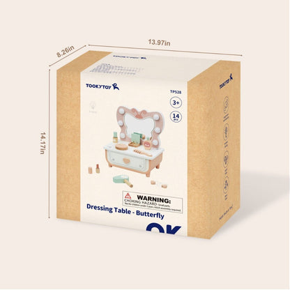 TookyToy - Pretend Play Butterfly Dressing Table Set - 14 Pieces