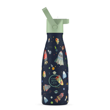 Cool Bottles - Kids Triple-Insulated Water Bottle - Space Rockets 260ml