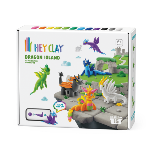 Hey Clay - Modelling Air-Dry Clay with Fun Interactive App - Dragon Island, 15 cans