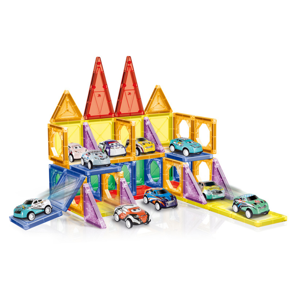 Cogo - Magnetic Tiles with Cars Set - 68 Pieces