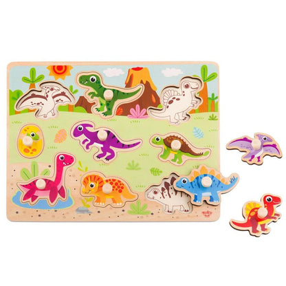 TookyToy - Wooden Peg Puzzle - Dinosaurs - Motherhood