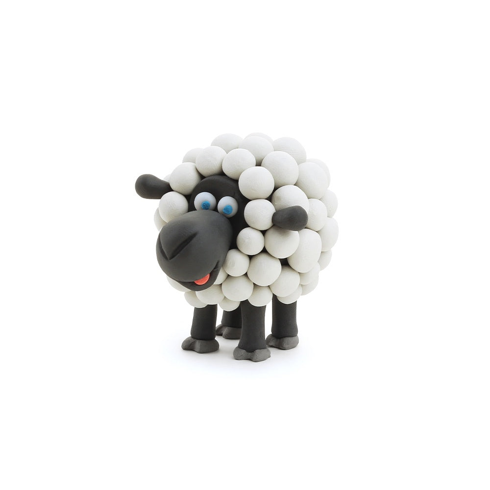 Hey Clay - Modelling Air-Dry Clay with Fun Interactive App - Cow, Doggie, Sheep, Series Animals, 6 cans