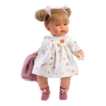 Llorens - Baby Girl Doll with Crying Mechanism, Clothing & Pink Vest: Joelle - 38cm