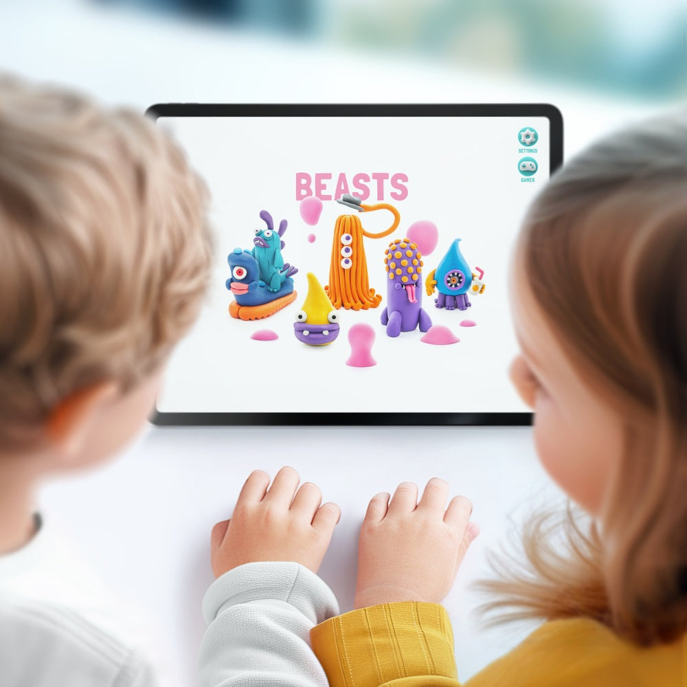 Hey Clay - Modelling Air-Dry Clay with Fun Interactive App - Beasts, 15 cans