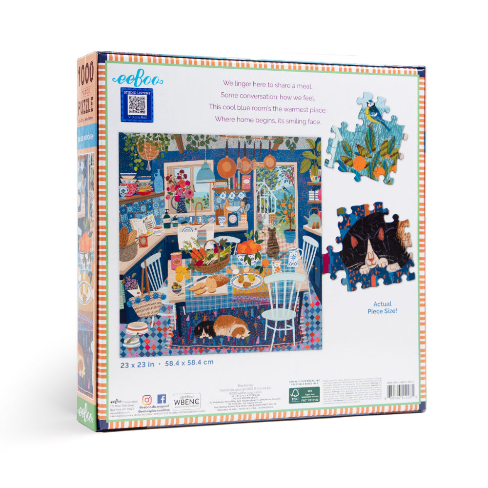 eeBoo - Blue Kitchen 1000 Piece Square Puzzle