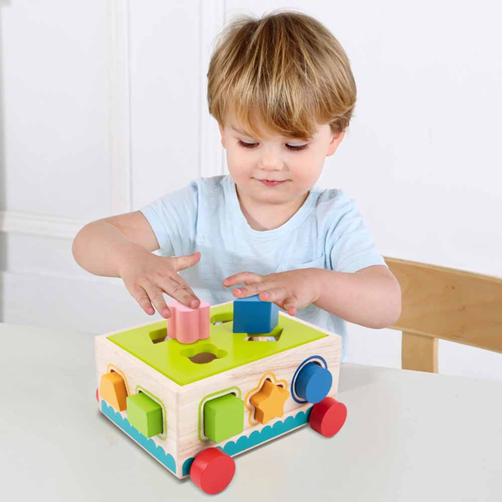 TookyToy - Wooden Pull Along Toy Car & Shape Sorter - Motherhood