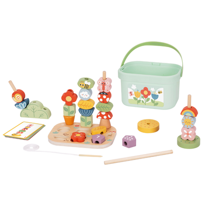 TookyToy - Wooden Montessori Garden Stacking Travel Toy 33pcs
