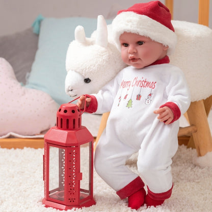 Llorens - Baby Girl Doll with Laughing Mechanism & Christmas Outfit: Leo - 45cm