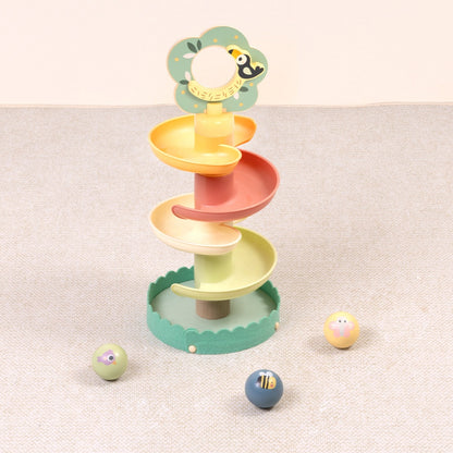 TookyToy - Ball Drop Tree Wooden Activity Toy for Toddlers - 10 Pieces