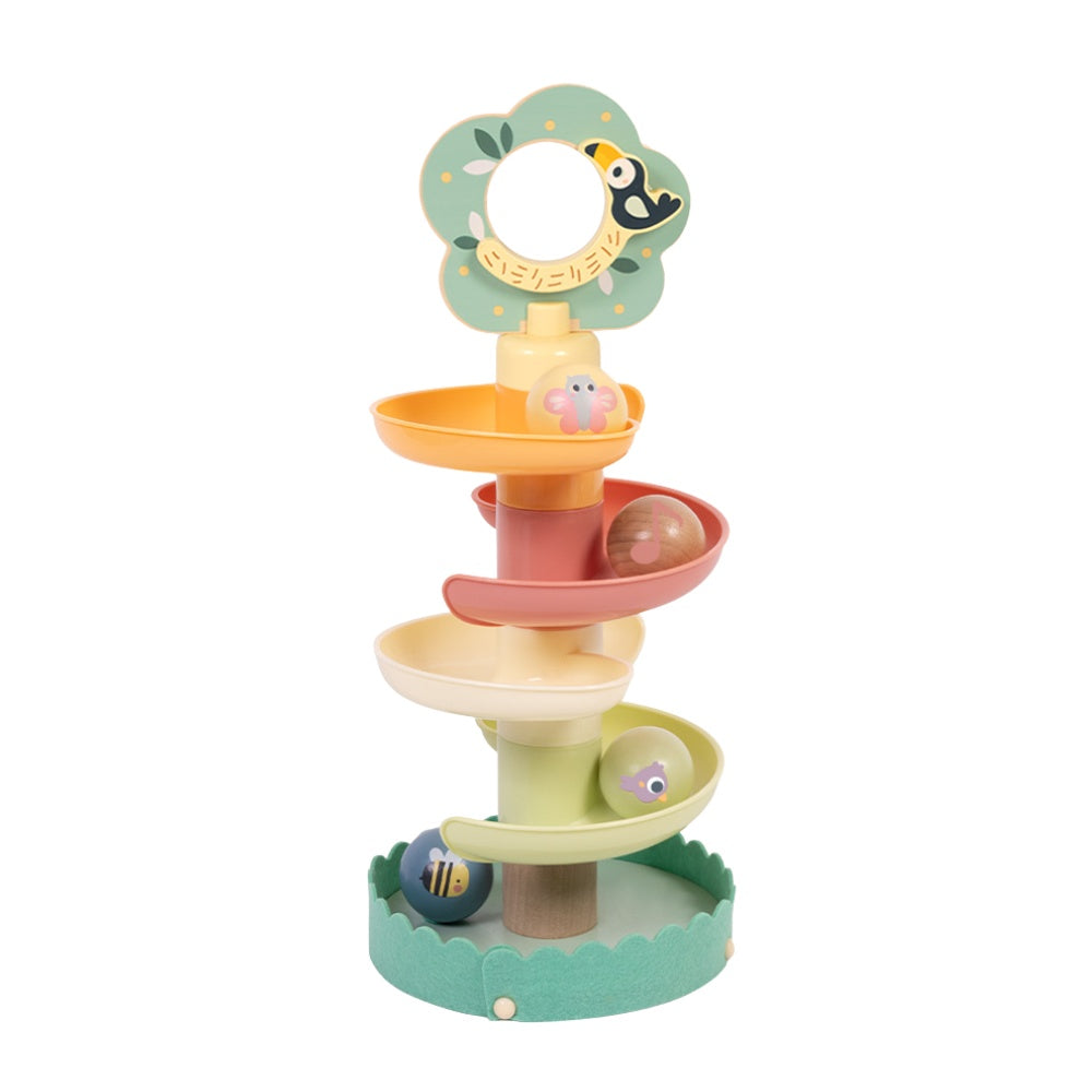TookyToy - Ball Drop Tree Wooden Activity Toy for Toddlers - 10 Pieces